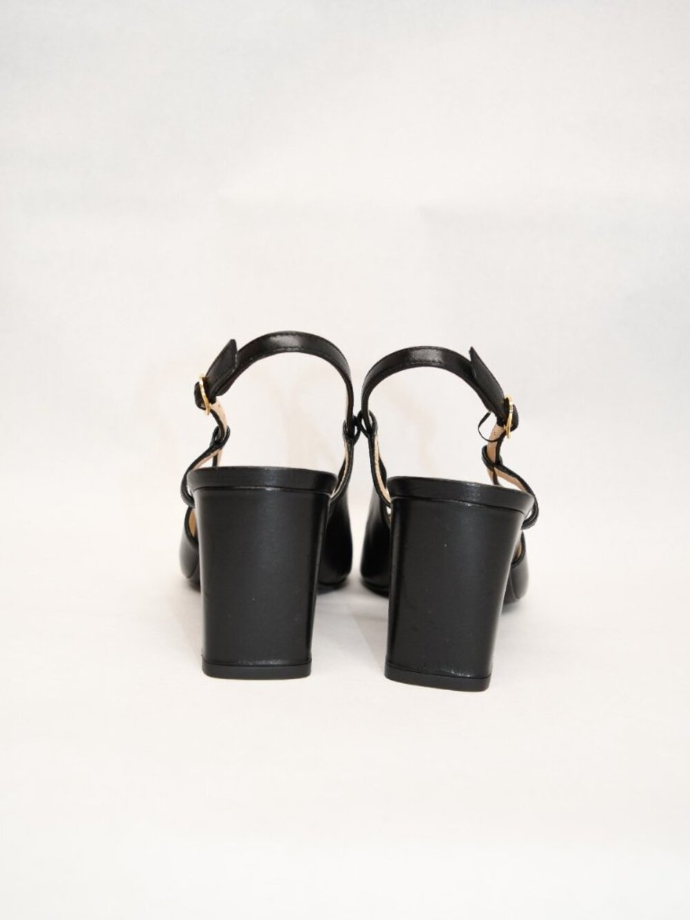 $550 STUART WEITZMAN BABETTE SLINGBACK PUMP BLACK LEATHER BLOCK 12 US (DD14) - Picture 5 of 6